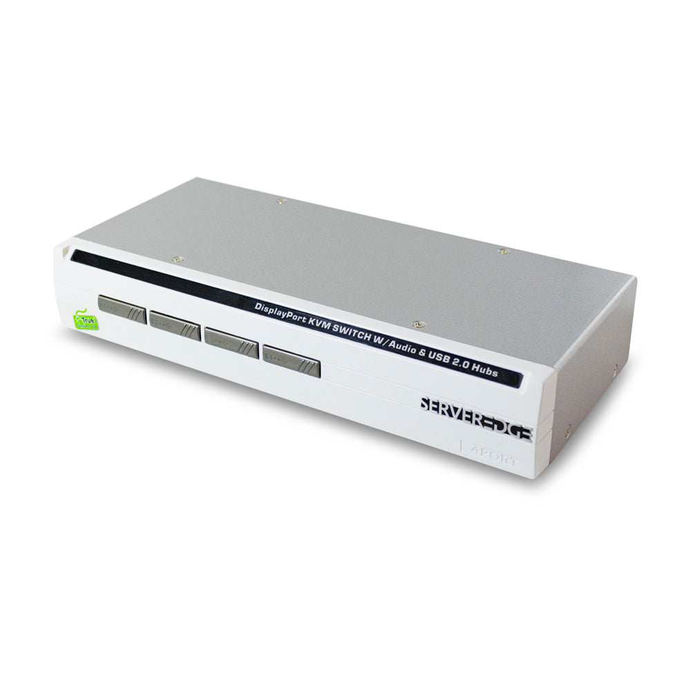 Serveredge 4-Port USB / DisplayPort Desktop KVM Switch With Audio & USB Hub 2.0  - Includes Cables