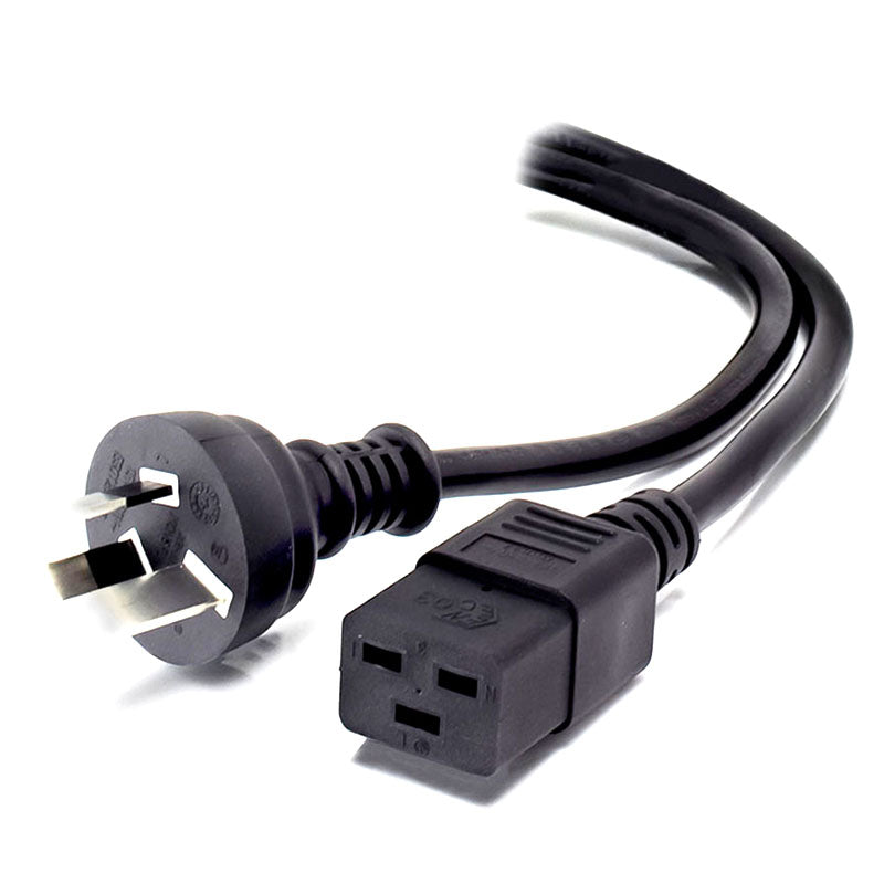 15A Aus 3 Pin Mains Plug to IEC C19 - Male to Female Cable - 2m