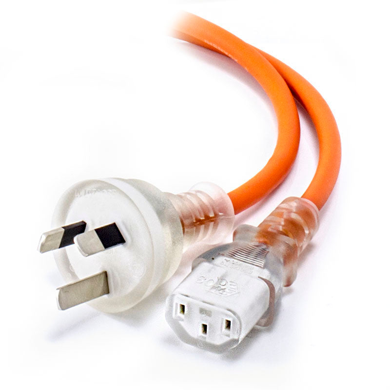 3m Medical Power Cable Aus 3 Pin Mains Plug (Male) to IEC C13 (Female) - Orange