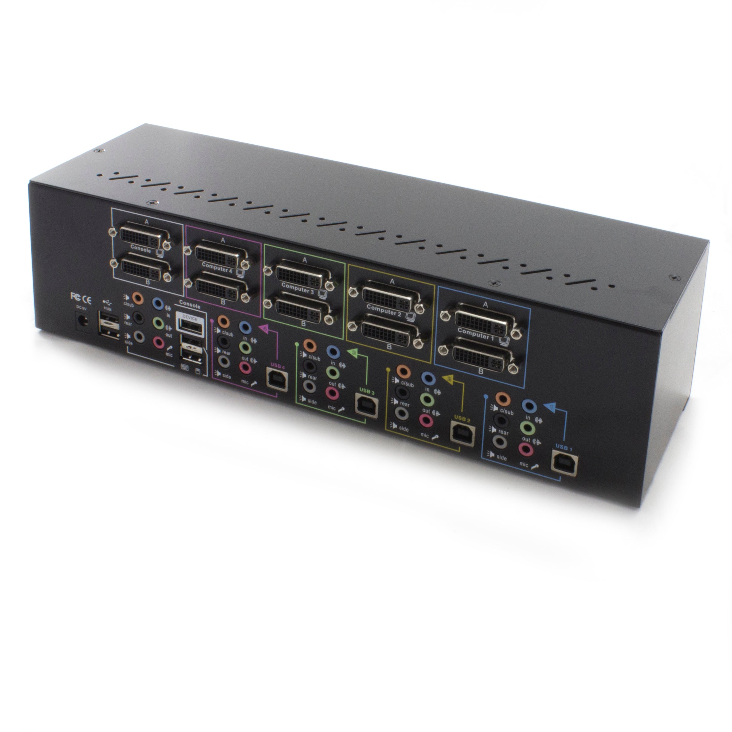 Serveredge 4-Port Dual Monitors DVI USB KVM Switch w/ 7.1 Ch. Sound