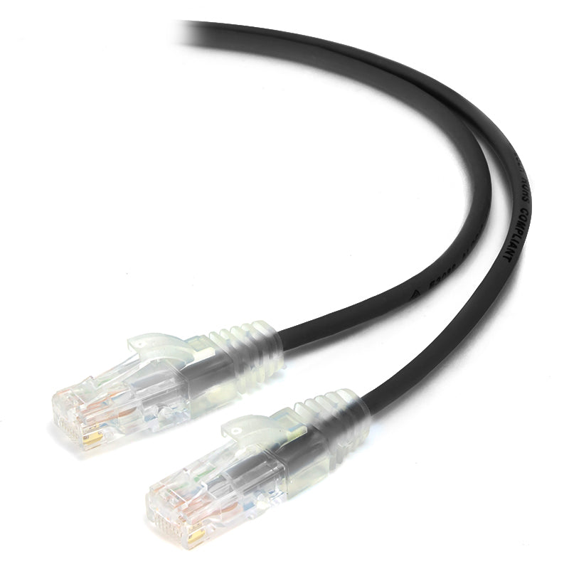 5m Black Ultra Slim Cat6 Network Cable, UTP, 28AWG