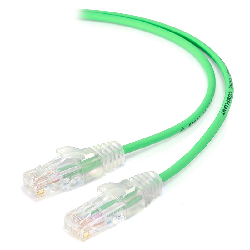 2m Green Ultra Slim Cat6 Network Cable, UTP, 28AWG